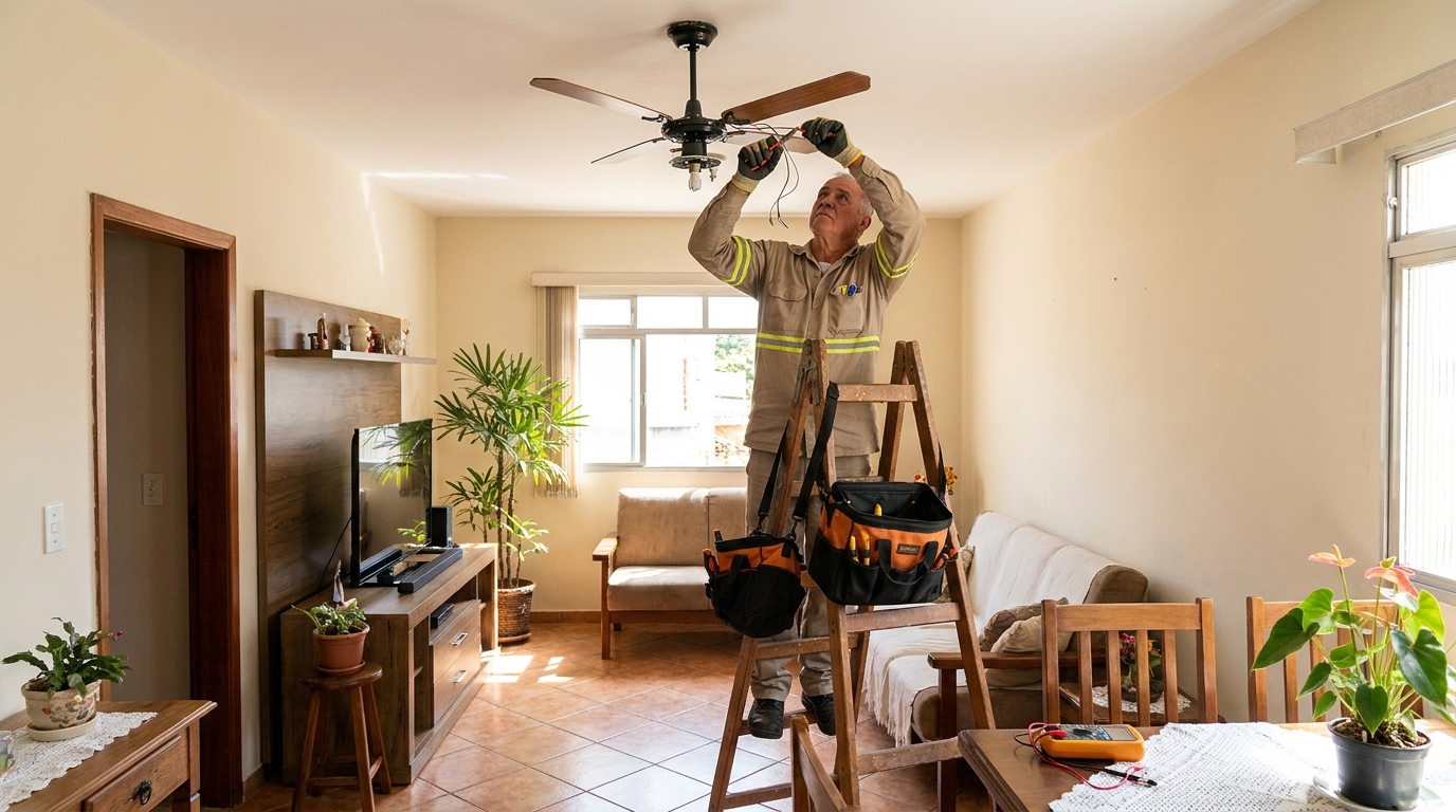 Montagem de ventilador de teto em Indaiatuba‑SP